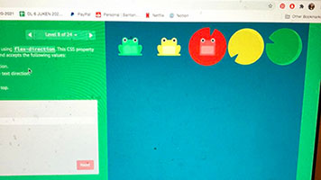 computer screen with coding game