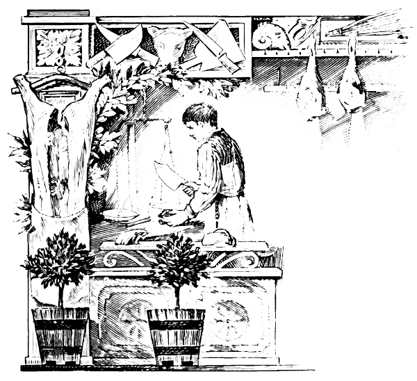 Victorian illustration of man chopping meat